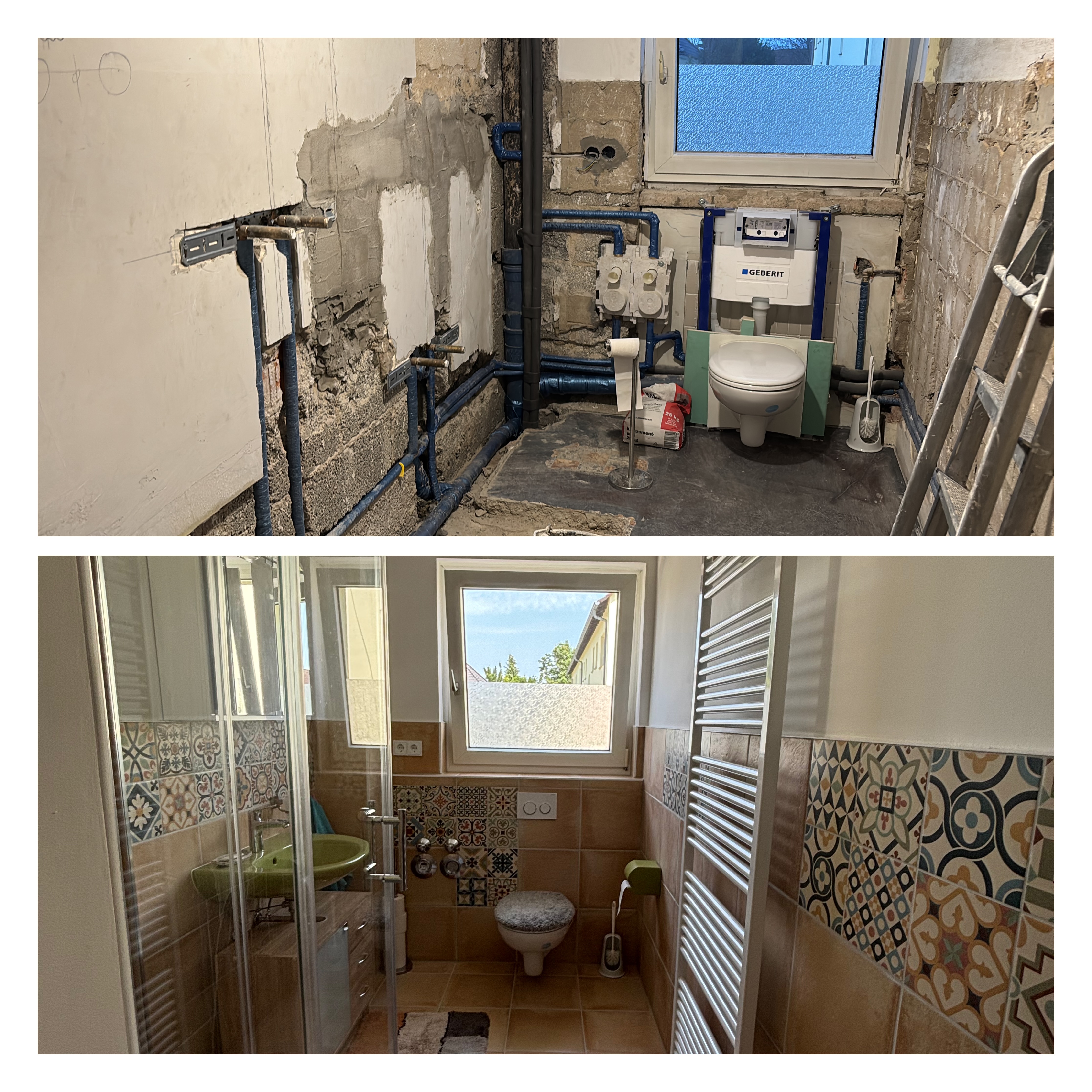 Komplett saniertes Badezimmer mit modernen Fliesen