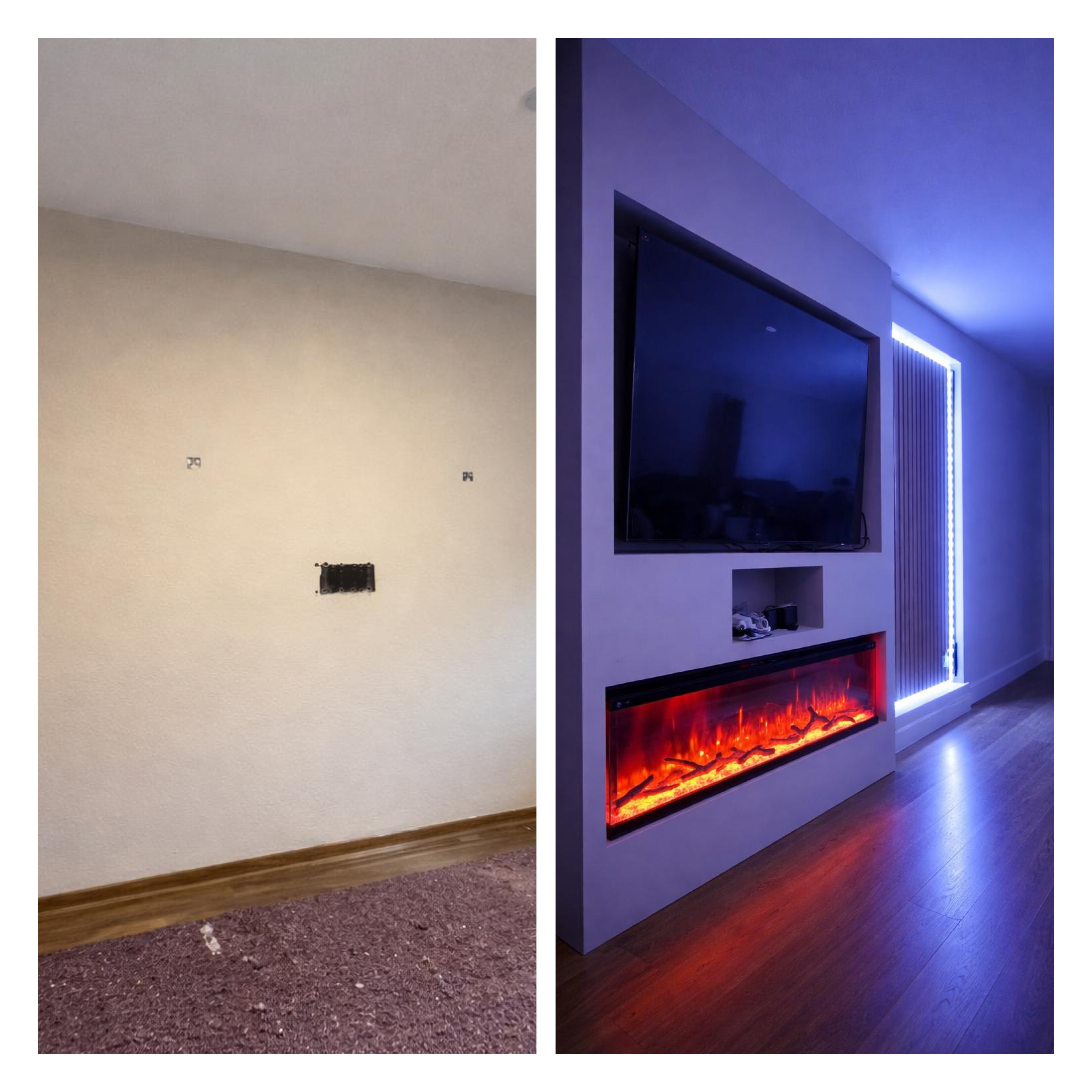 Individuelle Trockenbau-TV-Wand mit integrierter Beleuchtung